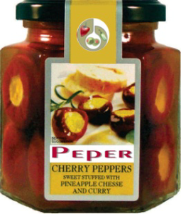 Κόκκινες πιπεριές «κεράσι» με ανανά, τυρί & κάρυ