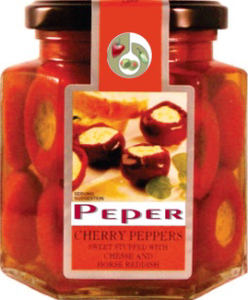 Κόκκινες γλυκές πιπεριές «κεράσι» με τυρί & αγριοράπανο