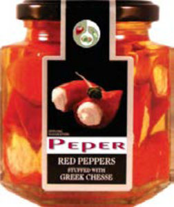 Rote Paprika gefüllt mit Käse